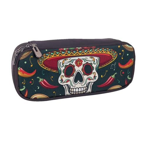 Federmäppchen aus PU-Leder für den Außenbereich, Motiv: Vogelhaus, für Mädchen, Jungen, Schule, Studenten, Mexikanischer Schädel, Einheitsgröße, Schulranzen von MKNAZ