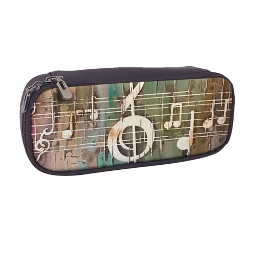 Federmäppchen aus PU-Leder für den Außenbereich, Motiv: Vogelhaus, für Mädchen, Jungen, Schule, Studenten, Musiknote, Einheitsgröße, Schulranzen von MKNAZ
