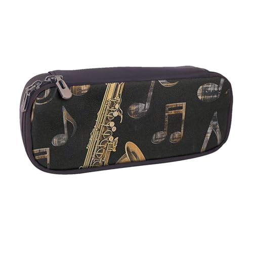 Federmäppchen aus PU-Leder für den Außenbereich, Motiv: Vogelhaus, für Mädchen, Jungen, Schule, Studenten, Musiknoten Treble, Einheitsgröße, Schulranzen von MKNAZ