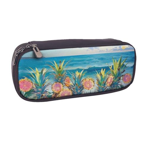 Federmäppchen aus PU-Leder für den Außenbereich, Motiv: Vogelhaus, für Mädchen, Jungen, Schule, Studenten, Sea Beach Ananas, Einheitsgröße, Schulranzen von MKNAZ