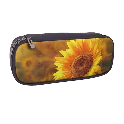 Federmäppchen aus PU-Leder mit Meeresblick-Motiv, für Mädchen, Jungen, Schule, Studenten, Sonnenblumen-Schmetterling, Einheitsgröße, Schulranzen von MKNAZ