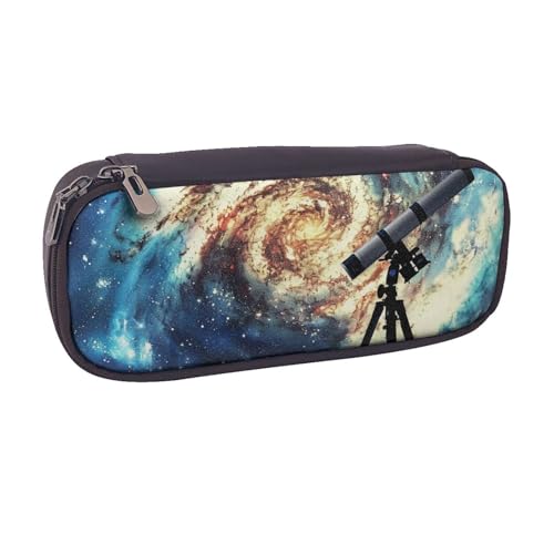 Federmäppchen aus PU-Leder mit Meeresblick-Motiv, für Mädchen, Jungen, Schule, Studenten, Teleskop und Weltraumgalaxie, Einheitsgröße, Schulranzen von MKNAZ
