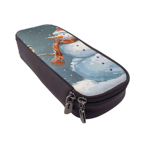 Federmäppchen mit Aufschrift "Merry Christmas", aus Leder, für Mädchen und Jungen, großes Stifteetui, Schreibwarenbeutel, Stiftebox für Studenten, Künstler, Schule, Büro, Schwarz , Einheitsgröße, von MKNAZ