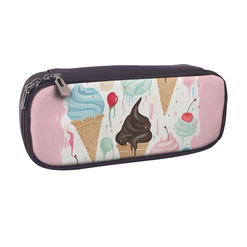 Federmäppchen mit Baseball-Spitze, bedruckt, PU-Leder, Flip-Stifttasche und Make-up-Kosmetikhalter für Mädchen, Jungen, Schule, Studenten, Sweet Ice Cream, Einheitsgröße, Schulranzen von MKNAZ