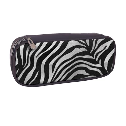 Federmäppchen mit Baseball-Spitze, bedruckt, PU-Leder, Flip-Stifttasche und Make-up-Kosmetikhalter für Mädchen, Jungen, Schule, Studenten, Zebra-Print, Einheitsgröße, Schulranzen von MKNAZ