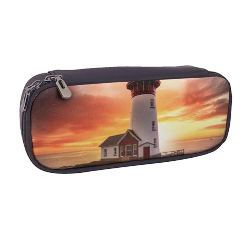 Federmäppchen mit Baseball-Spitze, bedruckt, PU-Leder, Flip-Stifttasche und Make-up-Kosmetikhalter für Mädchen, Jungen, Schule, Studenten, sunset, Einheitsgröße, Schulranzen von MKNAZ