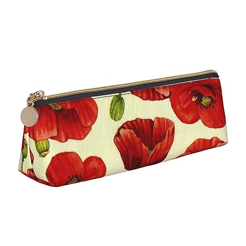 Federmäppchen mit Bauernhof-Tier-Motiv, Leder, für Mädchen und Jungen, Stifteetui & Make-up-Tasche für Studenten, Schule, Büro, College, Red Flower, Einheitsgröße, Schulranzen von MKNAZ