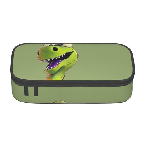 Federmäppchen mit Cartoon-Dinosaurier-Motiv, für Mädchen und Jungen, großes Fassungsvermögen, Stifttasche und Make-up-Tasche für Studenten, Künstler, Schule, Büro, Universität, Schwarz , von MKNAZ