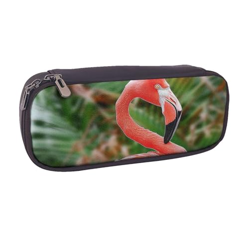 Federmäppchen mit Dackel-Motiv, aus PU-Leder, für Stifte, Make-up-Kosmetikhalter für Mädchen, Jungen, Studenten, Schwarz, Süßer Flamingo, Einheitsgröße, Schulranzen von MKNAZ