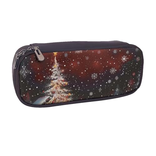 Federmäppchen mit Dackel-Motiv, aus PU-Leder, für Stifte, Make-up-Kosmetikhalter für Mädchen, Jungen, Studenten, Schwarz, Weihnachten, Einheitsgröße, Schulranzen von MKNAZ