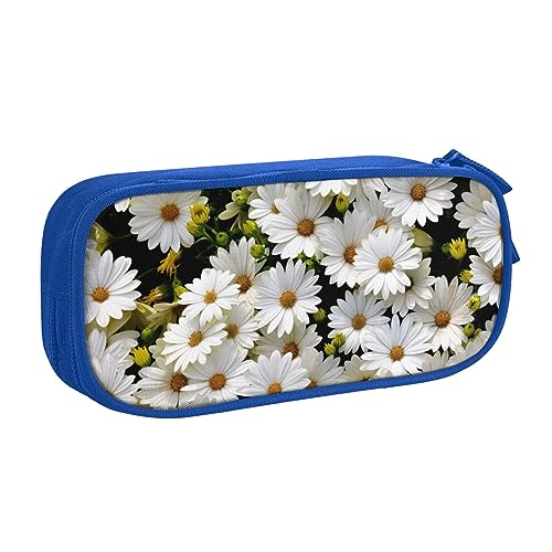 Federmäppchen mit Gänseblümchen-Motiv für Mädchen und Jungen, großes Fassungsvermögen, doppellagig, Stifteetui & Make-up-Tasche für Studenten, Künstler, Schule, Büro, College, blau, Einheitsgröße, von MKNAZ