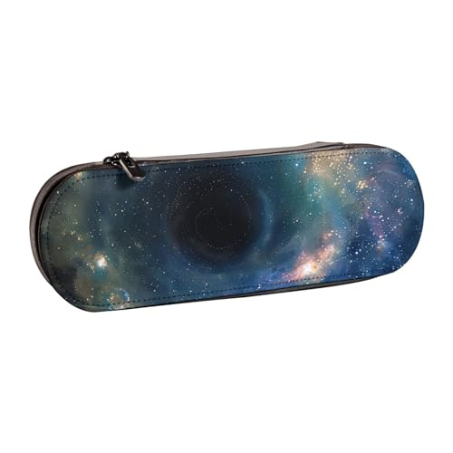 Federmäppchen mit Galaxie-Motiv, bedrucktes Hartschalenleder-Federmäppchen für Mädchen und Jungen, niedliches Federmäppchen, Make-up-Tasche für Reisen, Schule, Büro, Universität, Schwarz , von MKNAZ