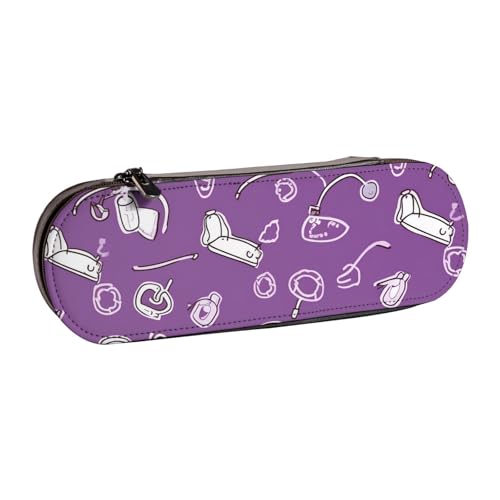 Federmäppchen mit Krankenschwester-Muster, violett, bedruckt, Hartschalenleder, für Mädchen und Jungen, niedliches Federmäppchen für Stifte, Make-up-Tasche für Reisen, Schule, Büro, Universität, von MKNAZ