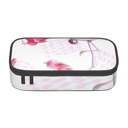 Federmäppchen mit Sonnenuntergang Delfinen, bedruckt, für Mädchen und Jungen, großes Fassungsvermögen, Stifteetui & Make-up-Tasche für Studenten, Künstler, Schule, Büro, College, Pink Flamingos, von MKNAZ