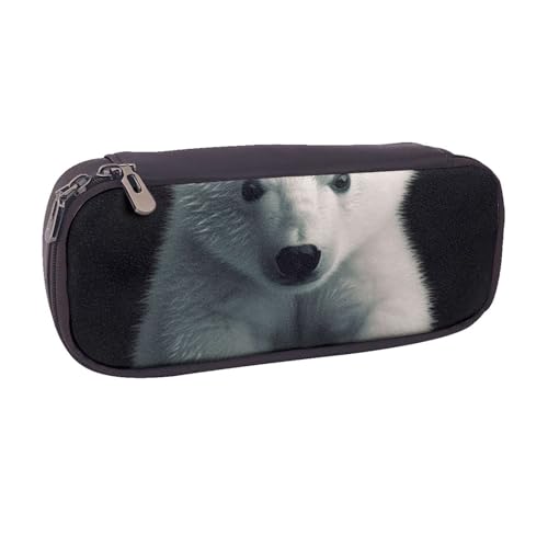 Federmäppchen mit Totenkopf-Motiv, PU-Leder, Flip-Stifttasche und Make-up-Kosmetikhalter für Mädchen, Jungen, Schule, Studenten, eisbär, Einheitsgröße, Schulranzen von MKNAZ