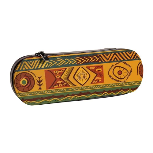 Federmäppchen mit afrikanischem Nationalmuster, bedrucktes Hartschalenleder-Federmäppchen für Mädchen und Jungen, niedliches Federmäppchen, Make-up-Tasche für Reisen, Schule, Büro, Universität, von MKNAZ