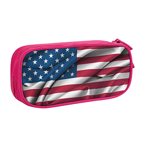 Federmäppchen mit amerikanischer Flagge für Mädchen und Jungen, großes Fassungsvermögen, doppellagiges Stifteetui und Make-up-Tasche für Studenten, Künstler, Schule, Büro, College, rose, von MKNAZ