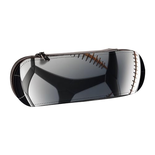 Federmäppchen mit leichtem Flug, Sportball, bedrucktes Hartschalen-Leder-Federmäppchen für Mädchen und Jungen, niedliches Federmäppchen, Make-up-Tasche für Reisen, Schule, Büro, Uni, Schwarz , von MKNAZ