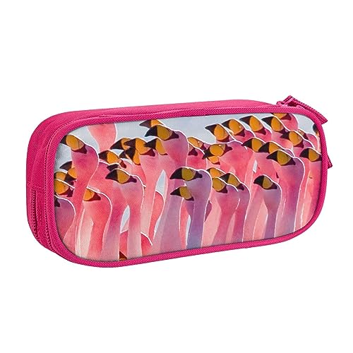 Flamingos Party Federmäppchen für Mädchen Jungen, großes Fassungsvermögen, doppellagiges Stifteetui & Make-up-Tasche für Studenten, Künstler, Schule, Büro, College, rose, Einheitsgröße, Schulranzen von MKNAZ