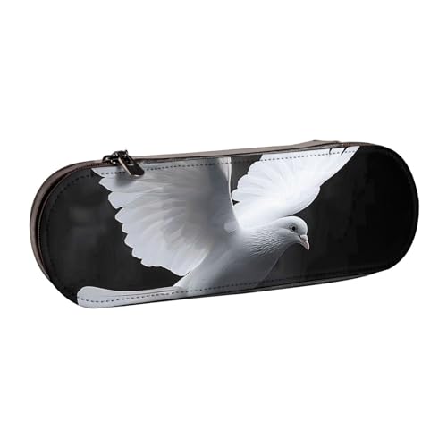 Flying Dove bedrucktes Hartschalen-Federmäppchen aus Leder für Mädchen und Jungen, niedliches Federmäppchen, Make-up-Tasche für Reisen, Schule, Büro, Uni, Schwarz , Einheitsgröße, Schulranzen von MKNAZ