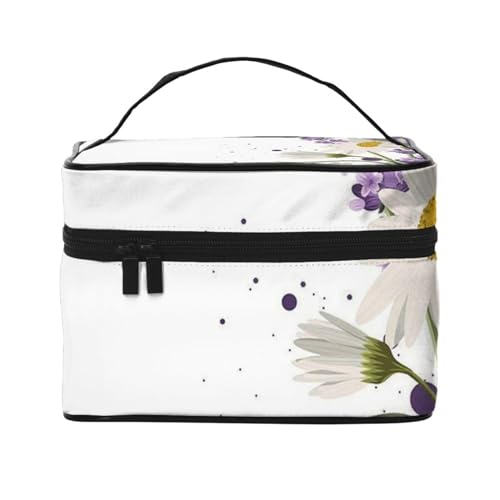 Galaxy Planet Reise-Make-up-Tasche, tragbare Kosmetiktasche für Frauen und Mädchen – stilvoll und geräumig, Lavendel und Gänseblümchen, Einheitsgröße von MKNAZ