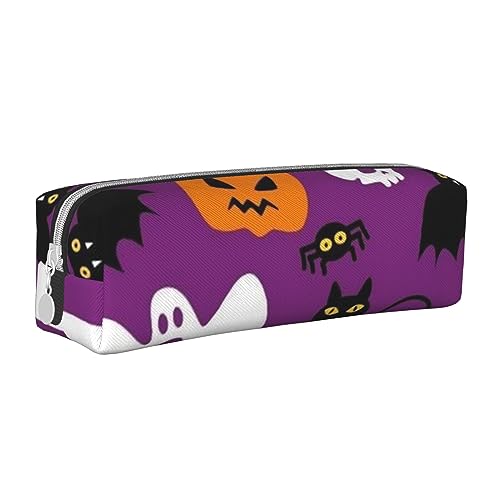 Galaxy Stars Hills Federmäppchen aus Leder, rechteckig, für Mädchen und Jungen, Stifteetui & Make-up-Tasche für Studenten, Schule, Büro, College, Lila Halloween Horror, Einheitsgröße, Schulranzen von MKNAZ