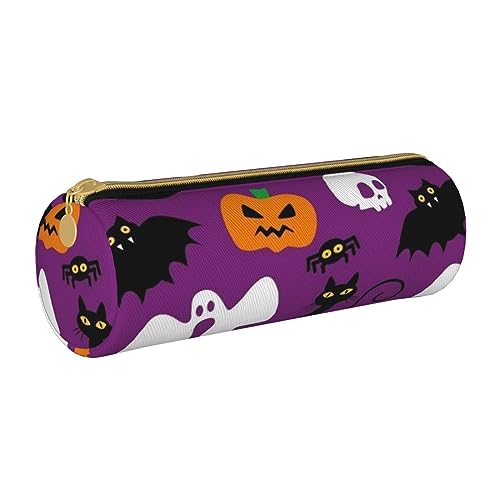 Galaxy Stars Hills Rundes Federmäppchen aus Leder für Mädchen und Jungen, Stifteetui & Make-up-Tasche für Studenten, Schule, Büro, College, Lila Halloween Horror, Einheitsgröße, Schulranzen von MKNAZ