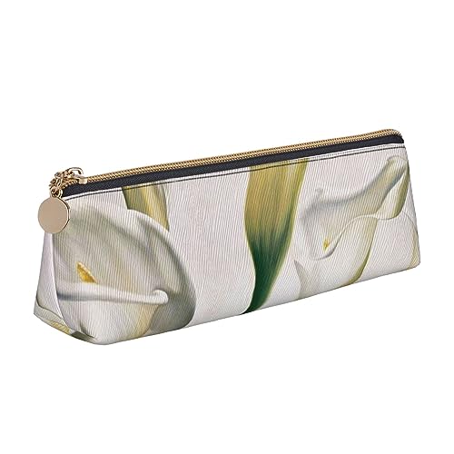 Gardenia Blumen Vögel Dreieck Leder Federmäppchen für Mädchen Jungen Stifteetui & Make-up-Tasche für Schüler Schule Büro College, Schönheit Blumen, Einheitsgröße, Schulranzen von MKNAZ