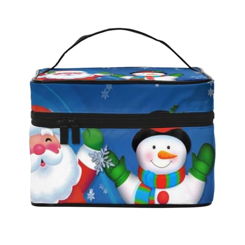 Happy Birthday Reise-Make-up-Tasche, tragbare Kosmetiktasche für Frauen und Mädchen – stilvoll und geräumig, Schneemann Santa, Einheitsgröße von MKNAZ