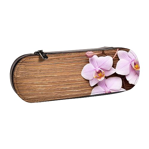 Hartschalen-Federmäppchen aus Leder mit Sonnenblumen- und Schmetterlingsmotiv für Mädchen und Jungen | vielseitiges Stifteetui & Make-up-Tasche für Studenten, Schule, Büro, Hochschule | kompakt und von MKNAZ