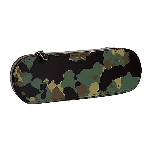 Hartschalen-Federmäppchen aus Leder mit Tiermotiv für Mädchen und Jungen | vielseitiges Stifteetui & Make-up-Tasche für Studenten, Schule, Büro, Hochschule | kompakt und praktisch, Camouflage-Muster, von MKNAZ