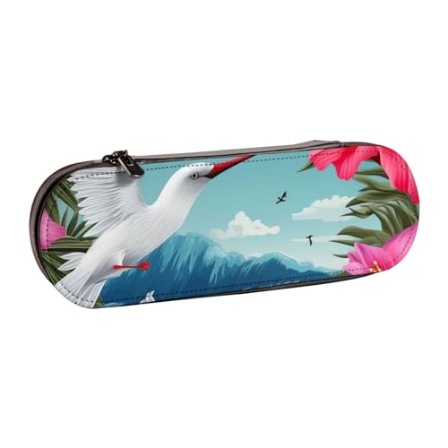 Hawaii Hibiskus Blume bedrucktes Hartschalen-Federmäppchen aus Leder für Mädchen und Jungen, niedliches Federmäppchen, Make-up-Tasche für Reisen, Schule, Büro, Uni, Schwarz , Einheitsgröße, von MKNAZ