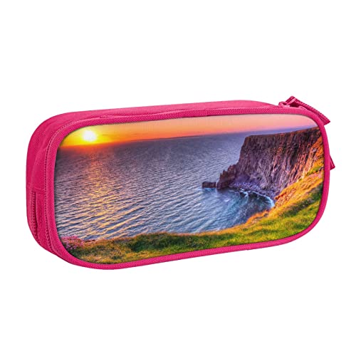 Irland Sunset Seascape Federmäppchen für Mädchen Jungen, großes Fassungsvermögen, doppellagiges Stifteetui & Make-up-Tasche für Studenten, Künstler, Schule, Büro, College, rose, Einheitsgröße, von MKNAZ