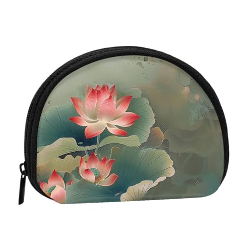 Kleine Geldbörse mit Lotusblumen- und Libellen-Druck, Mini-Geldbörse, Kleingeldtasche, Münzfach für den täglichen Gebrauch und als Geschenk, Schwarz , Einheitsgröße, Münztasche von MKNAZ