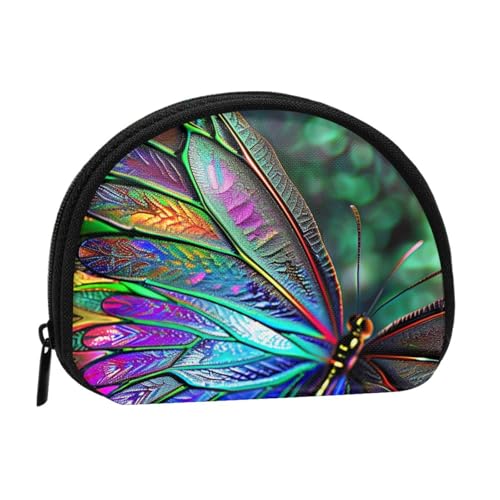 Kleine Geldbörse mit Regenbogen-Schmetterlings-Aufdruck, Mini-Geldbörse, Kleingeldtasche, Münzfach für den täglichen Gebrauch und als Geschenk, Schwarz , Einheitsgröße, Münztasche von MKNAZ