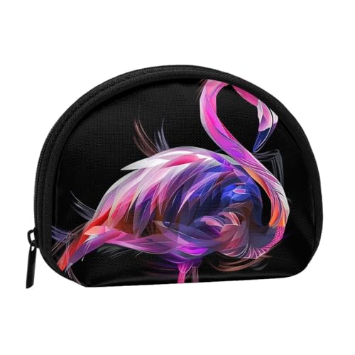 Kleine Geldbörse mit abstraktem Flamingo-Druck, Mini-Geldbörse, Kleingeldtasche, Münzfach für den täglichen Gebrauch und Geschenke, Schwarz , Einheitsgröße, Münztasche von MKNAZ