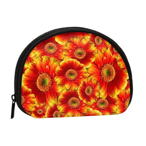 Korallenfarbige Muster Kleine Münzbörse Mini Brieftasche Beutel Kleingeldbörse Münzfach für den täglichen Gebrauch und Geschenke, Orange Sonnenblume, Einheitsgröße, Dry Bag von MKNAZ