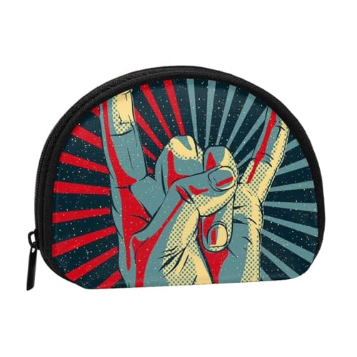 Korallenfarbige Muster Kleine Münzbörse Mini Brieftasche Beutel Kleingeldbörse Münzfach für den täglichen Gebrauch und Geschenke, Rock and Roll, Einheitsgröße, Dry Bag von MKNAZ