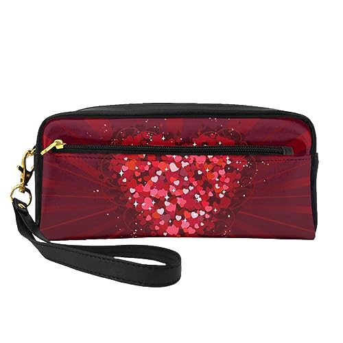 Kosmetiktasche mit Vögeln im Park an einem verschneiten Tag, Reise-Make-up-Tasche, Federmäppchen, Leder, tragbar, Kosmetiktasche, Kulturbeutel für Damen und Mädchen, Happy Valentinstag, Einheitsgröße von MKNAZ