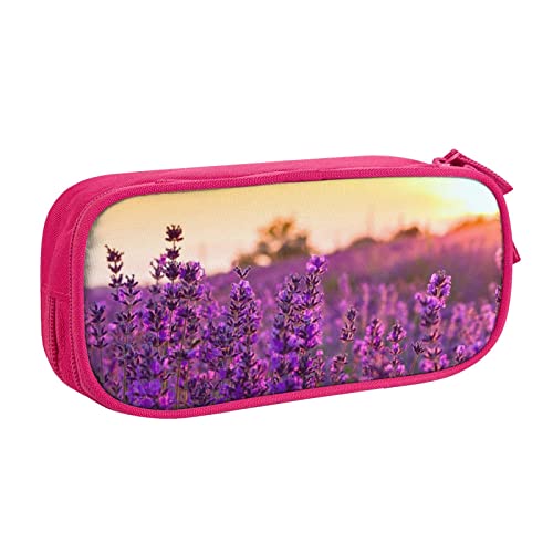 Lavendel Federmäppchen für Mädchen Jungen, großes Fassungsvermögen, doppellagiges Stifteetui & Make-up-Tasche für Studenten, Künstler, Schule, Büro, College, rose, Einheitsgröße, Schulranzen von MKNAZ