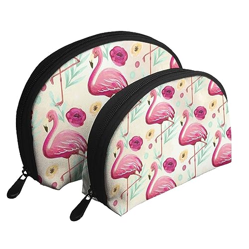 London Reise-Make-up-Tasche, 2 Stück, tragbare Kosmetiktasche, Kulturbeutel für Damen und Mädchen, Flamingo, Einheitsgröße von MKNAZ