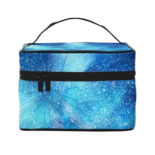 London Reise-Make-up-Tasche, tragbare Kosmetiktasche für Damen und Mädchen, stilvoll und geräumig, Blaue Sterne Schmetterling Galaxie, Einheitsgröße von MKNAZ