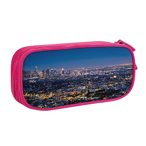 Los Angeles Sky Federmäppchen für Mädchen und Jungen, großes Fassungsvermögen, doppellagiges Stifteetui & Make-up-Tasche für Studenten, Künstler, Schule, Büro, College, rose, Einheitsgröße, von MKNAZ