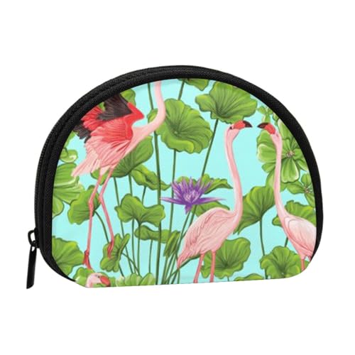 Lotusblume Kleine Geldbörse Mini Brieftasche Pouch Change Wallet Coin Pocket für den täglichen Gebrauch und Geschenke, Flamingo Love Flowers, Einheitsgröße, Dry Bag von MKNAZ