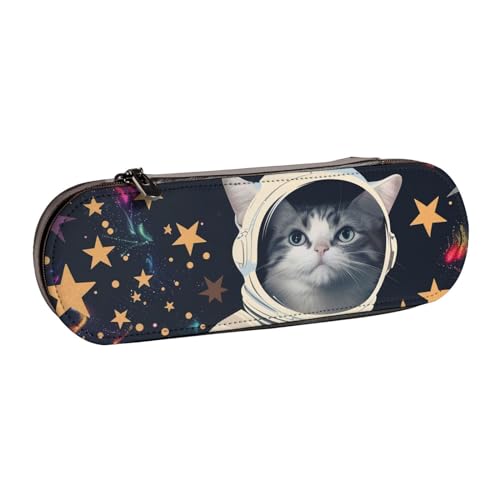 Lustiges Federmäppchen aus Leder mit Astronautenmotiv, bedruckt, für Mädchen und Jungen, niedliches Federmäppchen für Reisen, Schule, Büro, Uni, Schwarz , Einheitsgröße, Schulranzen von MKNAZ