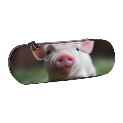 Lustiges Federmäppchen aus Leder mit Haustier-Motiv, für Mädchen und Jungen, niedliches Federmäppchen für Reisen, Schule, Büro, Universität, Schwarz , Einheitsgröße, Schulranzen von MKNAZ