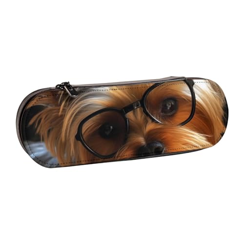 Lustiges Federmäppchen aus Leder mit Hundemotiv, für Mädchen und Jungen, niedliches Federmäppchen für Reisen, Schule, Büro, Universität, Schwarz , Einheitsgröße, Schulranzen von MKNAZ