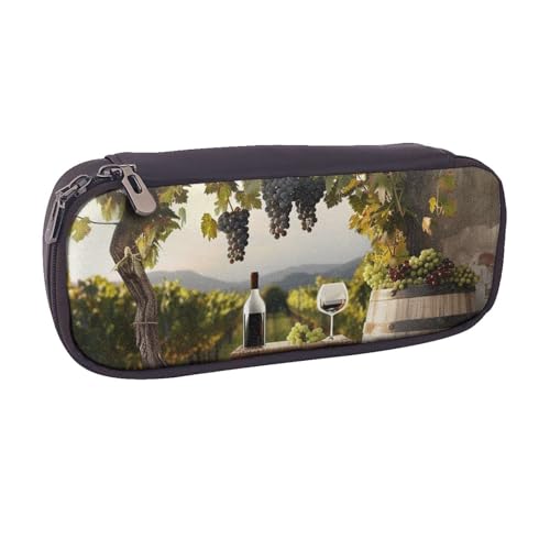 Lustiges Federmäppchen mit niedlichem Dinosaurier-Raketen-Motiv, PU-Leder, Flip-Stifttasche und Make-up-Kosmetikhalter für Mädchen, Jungen, Schüler, Farmhouse Rotwein, Einheitsgröße, Schulranzen von MKNAZ