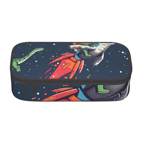 Lustiges Federmäppchen mit niedlichem Dinosaurier-Raketen-Motiv, für Mädchen und Jungen, großes Fassungsvermögen, Stifttasche und Make-up-Tasche für Studenten, Künstler, Schule, Büro, Universität, von MKNAZ
