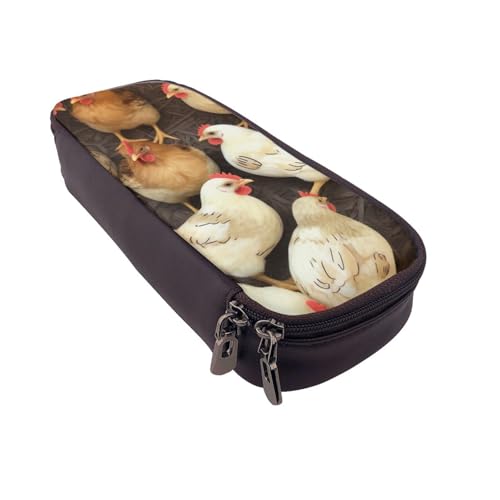 MKNAZ Federmäppchen aus bedrucktem Leder für Mädchen und Jungen, großes Federmäppchen für Schreibwaren, für Studenten, Künstler, Schule, Büro, Schwarz , Einheitsgröße, Schulranzen von MKNAZ